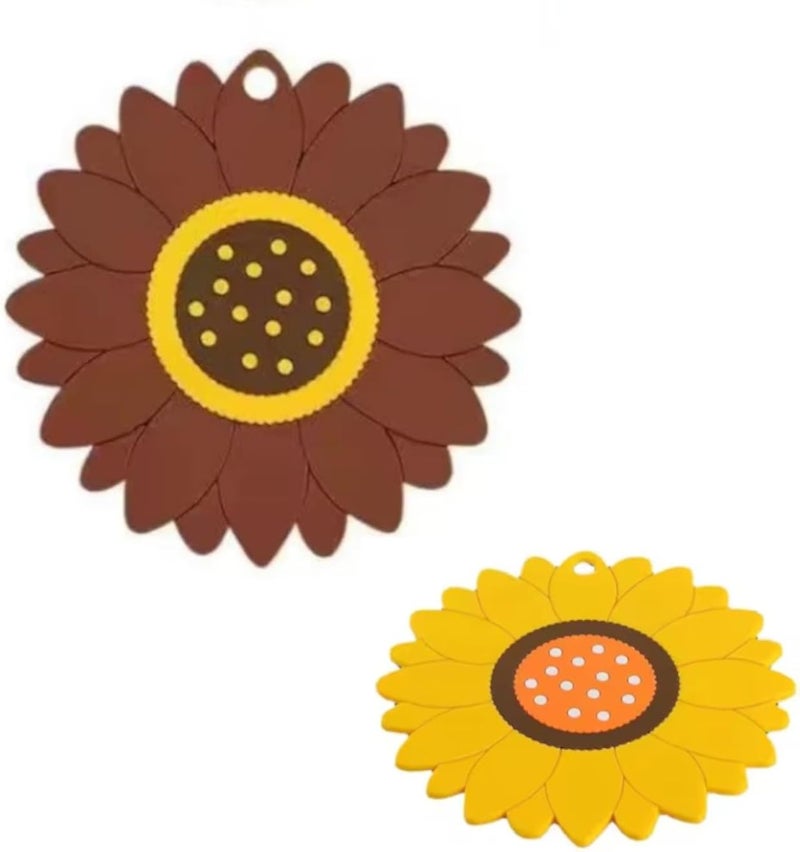 Silicone Coaster 2 Pcs (Large + Small Size) Coaster Heat Pad for Coupe Mug Cooking Utensils Non-Slip Heat Resistant